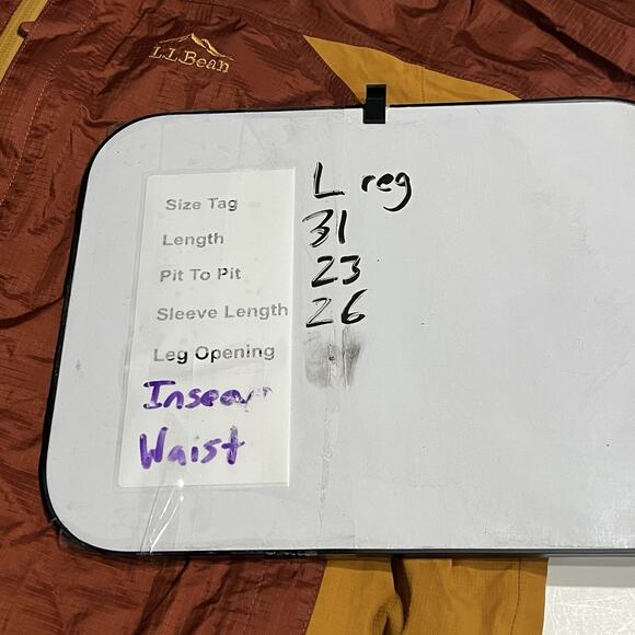 Ll Bean Full Zip Rain Jacket Hooded Orange Color Block Mens Size Large - Picture 8 of 8